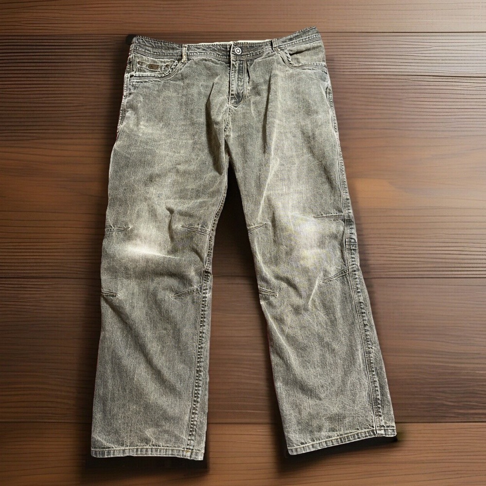 Kuhl Riot Jeans Mens 40x32 Green Vintage Patina Dye Stretch Denim Hiking